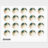 エメラルドグリーンベージュ金ゴールド結婚植物学 ラウンドシール (シート)