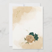 エメラルドグリーンベージュ金ゴールド結婚植物学 招待状 (裏面)