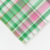 エメラルドグリーンホットピンクホットマドラスモノグラム フリースブランケット (角)