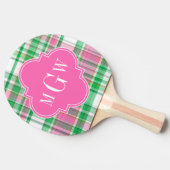 エメラルドグリーンホットピンクホットマドラスモノグラム 卓球ラケット (横)