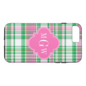 エメラルドグリーンホットピンクホットマドラスモノグラム Case-Mate iPhoneケース (裏面(横))