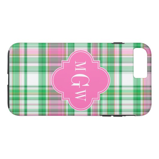 エメラルドグリーンホットピンクホットマドラスモノグラム Case-Mate iPhoneケース (裏面(横))