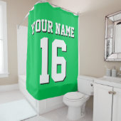 エメラルドグリーンホワイトスポーツジャージーチームジャージー シャワーカーテン (インサイチュ)