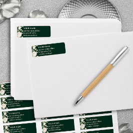 エメラルドグリーンホワイトローズ差出人住所 ラベル