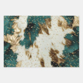 エメラルドグリーンホワイト金ゴールドクリスマスツリー ラッピングペーパーシート (正面3)