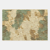 エメラルドグリーンホワイト金ゴールドクリスマスツリー ラッピングペーパーシート (正面2)