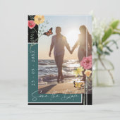 エメラルドグリーンボヘミアンワイルドフラワーの写真付きSave the Date セーブザデート (スタンド正面)