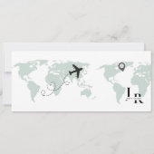 エメラルドグリーンボーディングパスチケット結婚ズ セーブザデート (裏面)