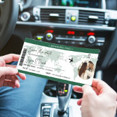 エメラルドグリーンボーディングパスチケット結婚ズ セーブザデート