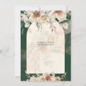 エメラルドグリーンボーホーテラコッタフラワーウェディング セーブザデート (裏面)