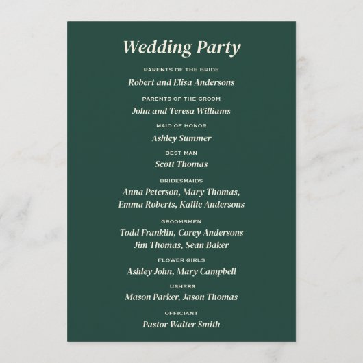 エメラルドグリーンマウンテン素朴パイン結婚ズ プログラム (裏面)