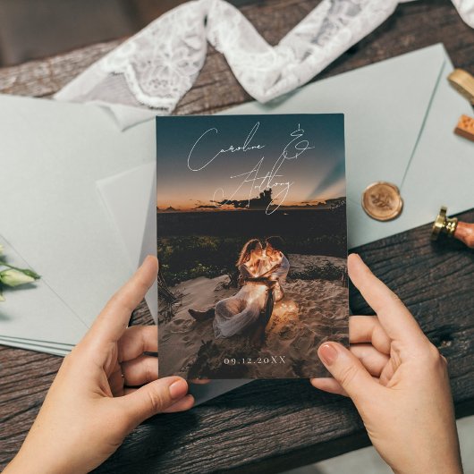 エメラルドグリーンマジカル結婚金ゴールド 招待状