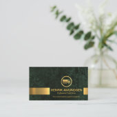 エメラルドグリーンマーブルグランジ金ゴールドストライプトラック 名刺 (スタンド正面)