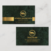 エメラルドグリーンマーブルグランジ金ゴールドストライプトラック 名刺 (正面/裏面)