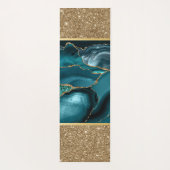 エメラルドグリーンマーブル金ゴールドグリッター ヨガマット (裏面)