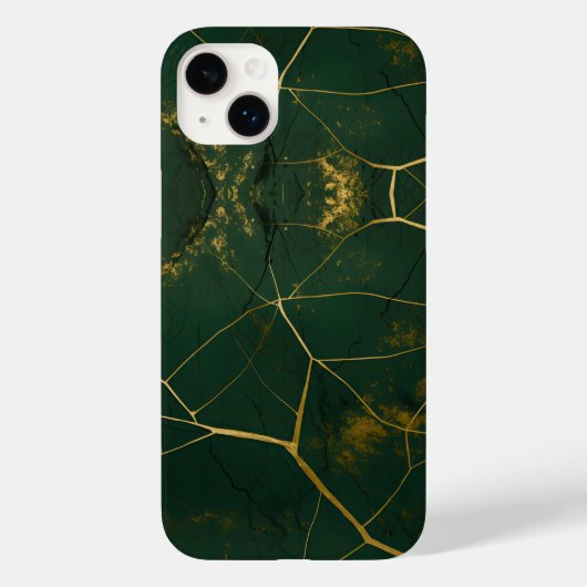 エメラルドグリーンマーブル金ゴールドグリッター Case-Mate iPhoneケース (裏面)