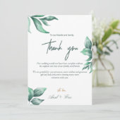 エメラルドグリーンマーブル&金ゴールドユーカリ結婚プタス サンキューカード (スタンド正面)