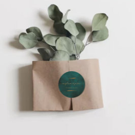 エメラルドグリーンマーブル&金ゴールドユーカリ結婚プタス ラウンドシール