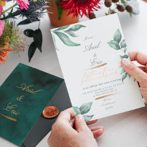 エメラルドグリーンマーブル&金ゴールドユーカリ結婚プタス