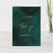 エメラルドグリーンマーブル&金ゴールド折り畳みサンキューカード サンキューカード (正面)
