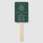 エメラルドグリーンミニマリストスクリプト結婚式 プログラム ハンドファン (裏面)
