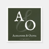 エメラルドグリーンミニマリストモノグラム結婚ズ スタンダードカクテルナプキン (正面)