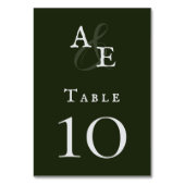 エメラルドグリーンミニマリストモノグラム結婚ズ テーブルナンバー (裏面)