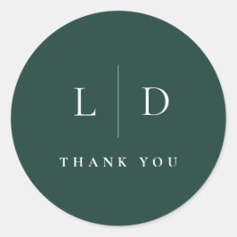 エメラルドグリーンミニマリストモノグラム結婚式の引き出物 ラウンドシール