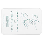 エメラルドグリーンミニマリスト日付保存招待状 マグネット (横)