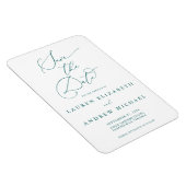 エメラルドグリーンミニマリスト日付保存招待状 マグネット (右側)