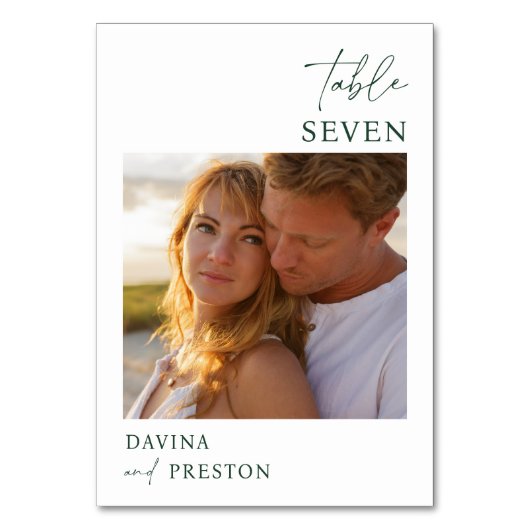 エメラルドグリーンミニマルスクリプトPHOTO テーブルナンバー (正面)