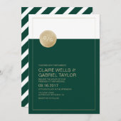 エメラルドグリーンミニマルモダン結婚式招待状 招待状 (正面/裏面)