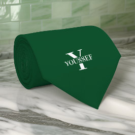 エメラルドグリーンミニマルモノグラムのリスト ネクタイ