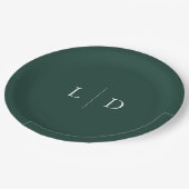 エメラルドグリーンミニマルモノグラム結婚式 ペーパープレート (アングル)