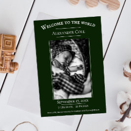 エメラルドグリーンミニマル写真誕生のお知らせ 案内状