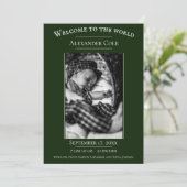 エメラルドグリーンミニマル写真誕生のお知らせ 案内状 (スタンド正面)