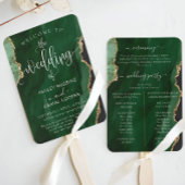 エメラルドグリーンミニマル結婚式 プログラム ハンドファン