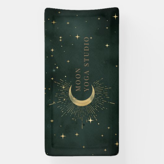 エメラルドグリーンムーンスターズミッドナイトブルーバナー 横断幕 (縦)