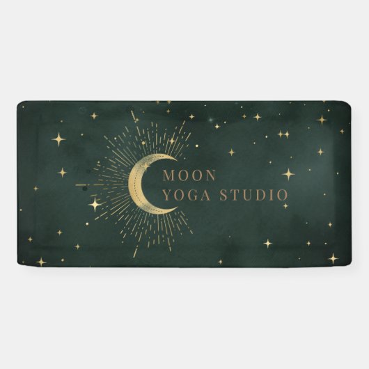 エメラルドグリーンムーンスターズミッドナイトブルーバナー 横断幕 (横)