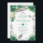 エメラルドグリーンメキシカンチャラMis Quince蝶 招待状<br><div class="desc">エメラルドグリーンメキシカンCharra Mis Quince蝶ブラック招待状Mis Quince Anos,  15誕生日, </div>