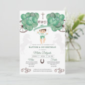エメラルドグリーンメキシコ男の赤ちゃんシャルロバプテスマ 招待状 (スタンド正面)