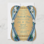 エメラルドグリーンメタリックシルク&金ゴールドバチェロレッテ 招待状 (正面)