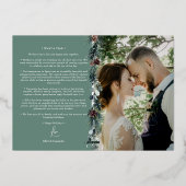 エメラルドグリーンメリーヴィンテージ結婚した写真 箔シーズンカード (裏面)