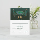 エメラルドグリーンモザイクトーラスクロール応答カード 招待状 (スタンド正面)