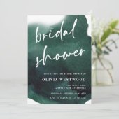 エメラルドグリーンモダンウォーターカラーブライダルシャワー 招待状 (スタンド正面)