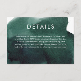 エメラルドグリーンモダンウォーター結婚カラーの詳細 エンクロージャーカード