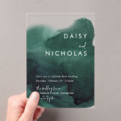 エメラルドグリーンモダンウォーター結婚カラー アクリル招待状 (インサイチュ (ポータブル))