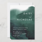 エメラルドグリーンモダンウォーター結婚カラー 招待状 (正面)
