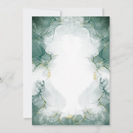 エメラルドグリーンモダンウォーター結婚カラー 招待状 (裏面)