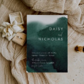 エメラルドグリーンモダンウォーター結婚カラー 招待状